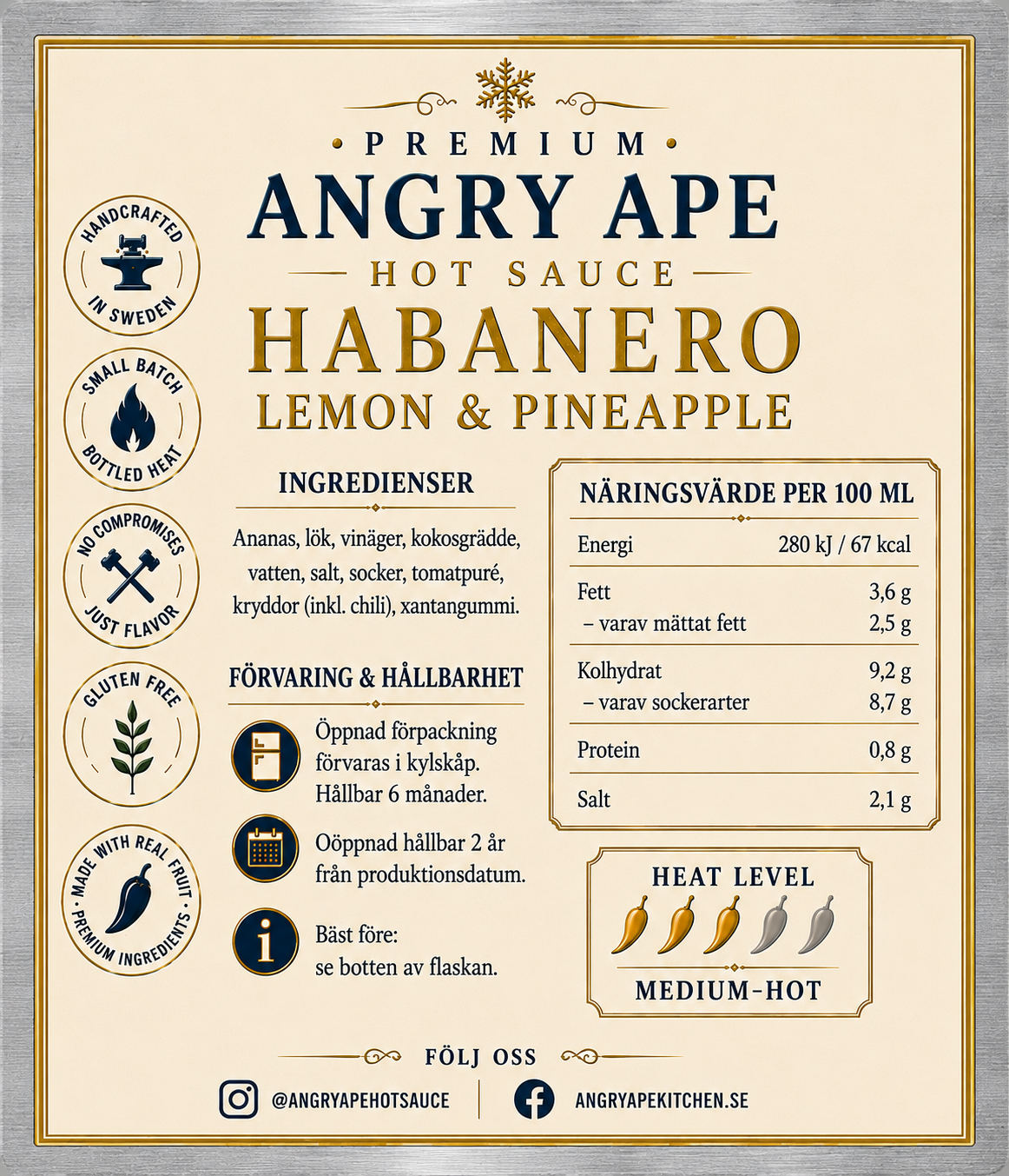 Habanero Lemon & Pineapple Hot Sauce – 250 ml